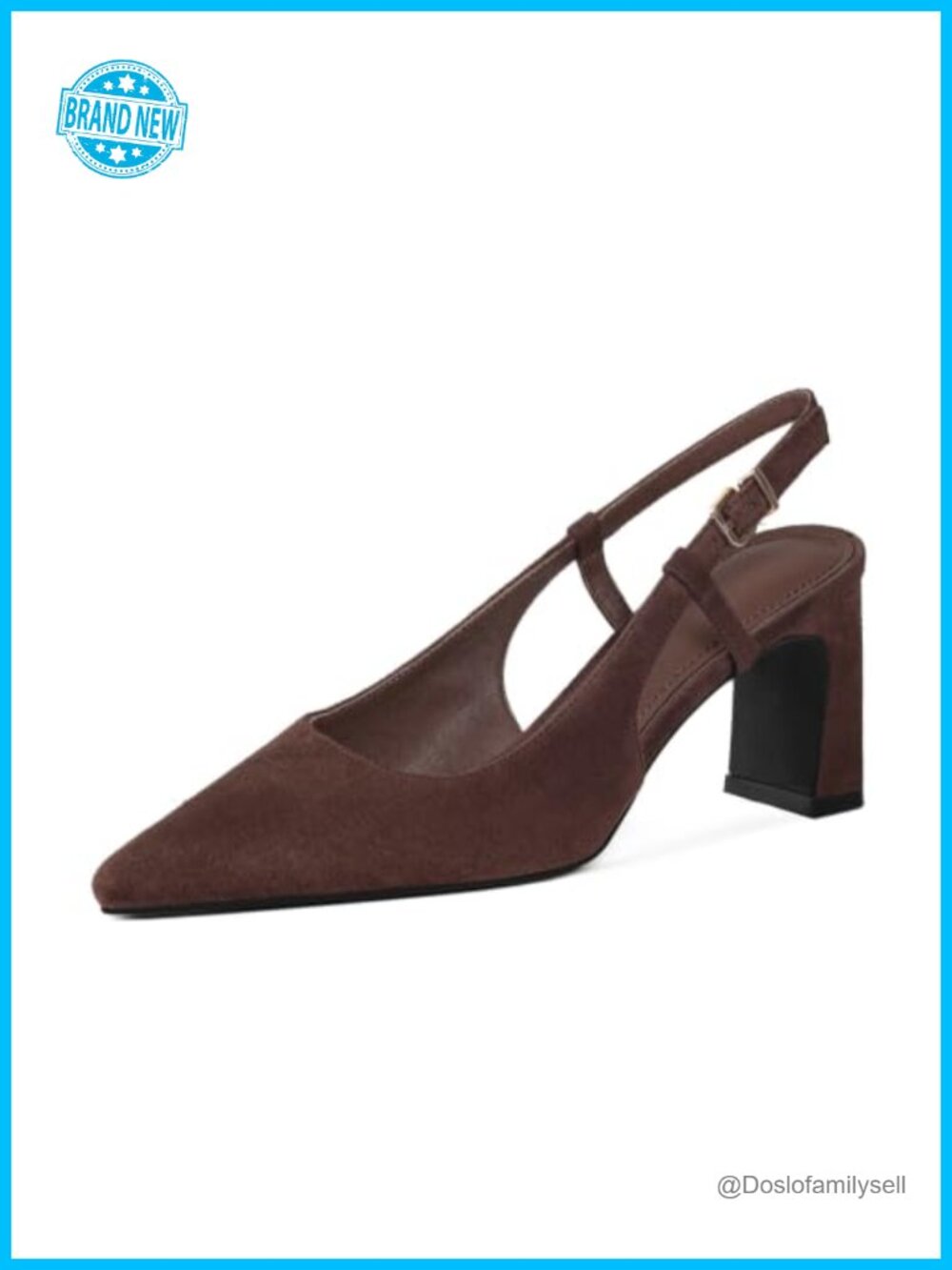 Women's Slingback Block Heel Pumps Closed Toe Ankle Strap Work Shoes